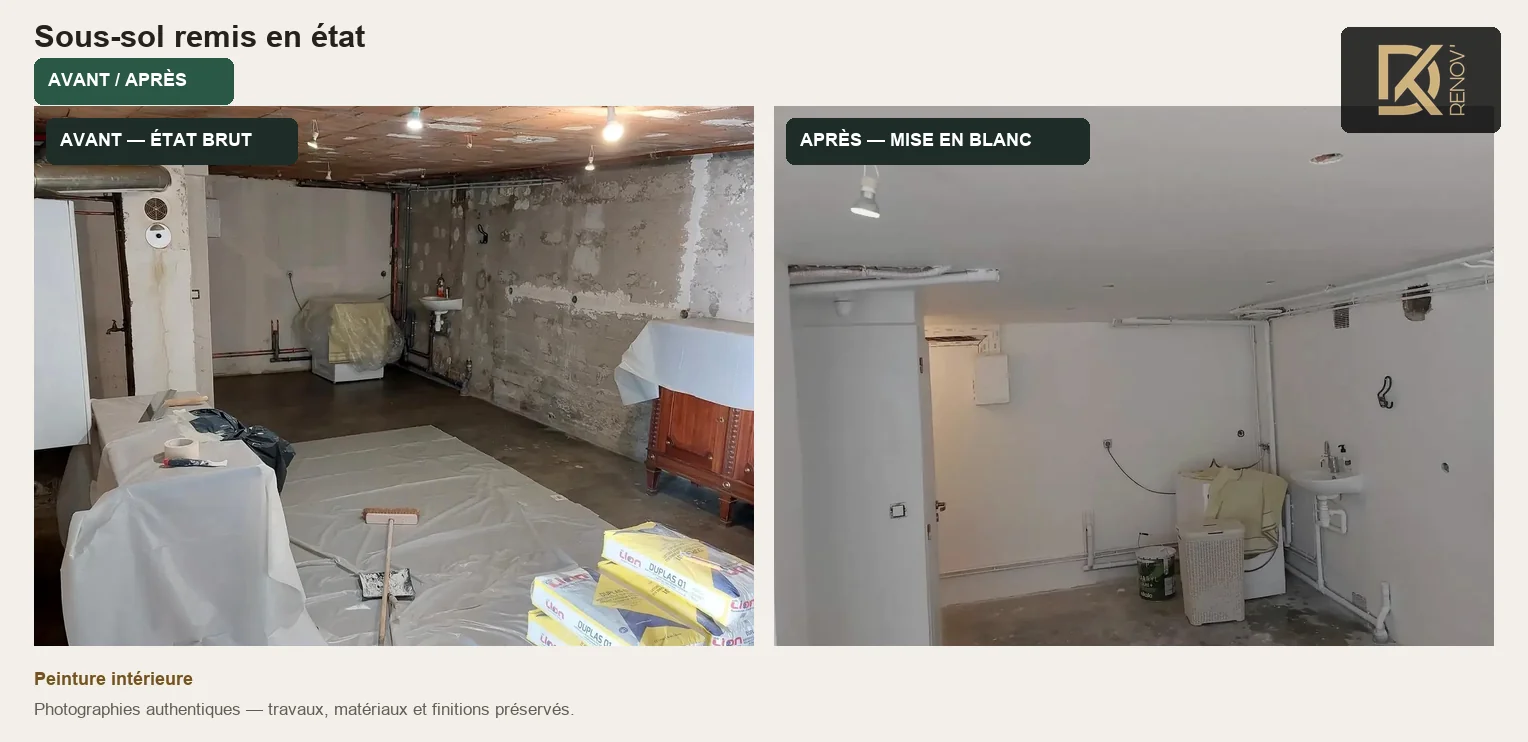 Progression réelle du chantier Sous-sol remis en état